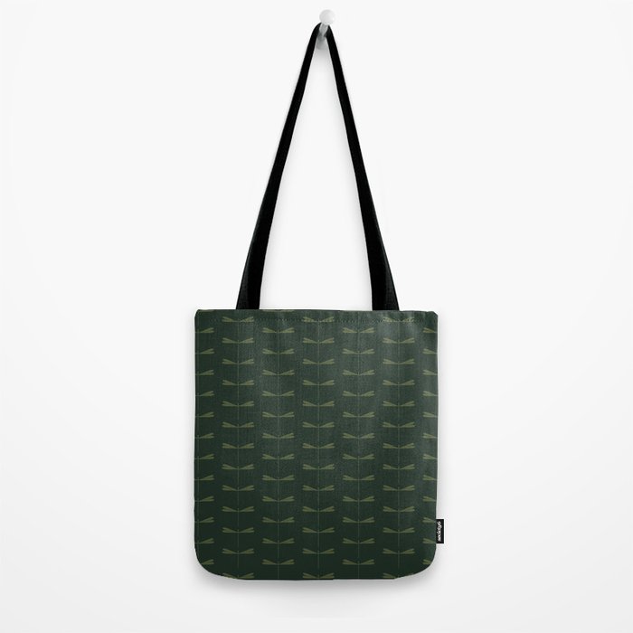 Dragonfly Pattern X Earthy Green Tote Bag Gallery Image 2