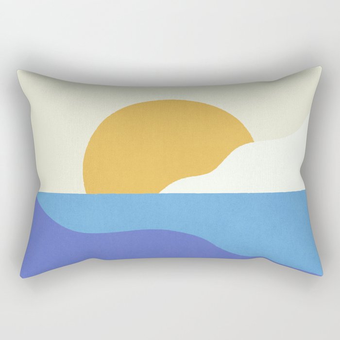 Sunny Island - Gold Blue Rectangular Pillow Gallery Image 1