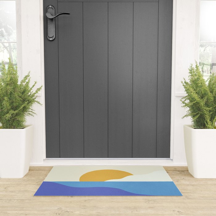 Sunny Island - Gold Blue Welcome Mat Gallery Image 3