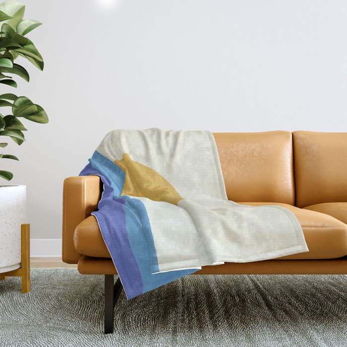 Sunny Island - Gold Blue Throw Blanket Gallery Image 1