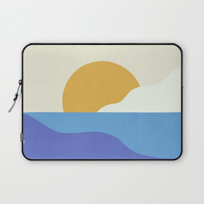 Sunny Island - Gold Blue Laptop Sleeve Gallery Image 1