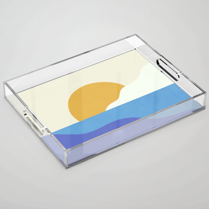 Sunny Island - Gold Blue Acrylic Tray Gallery Image 1
