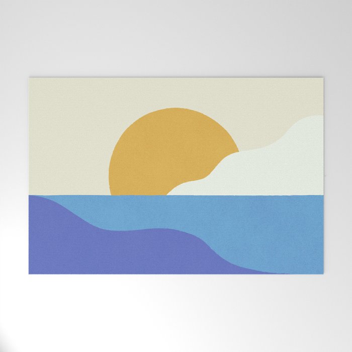 Sunny Island - Gold Blue Welcome Mat Gallery Image 1