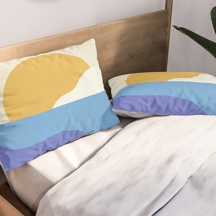 Sunny Island - Gold Blue Pillow Sham Gallery Image 2