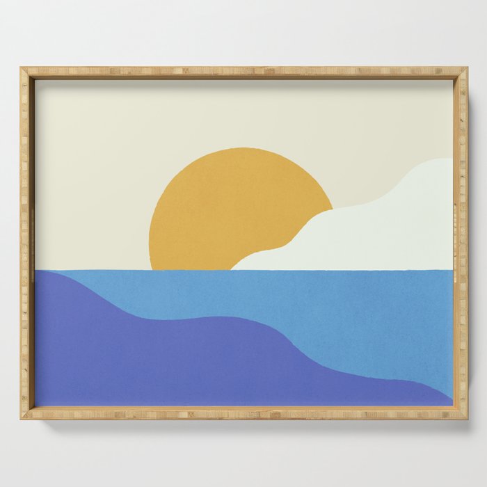 Sunny Island - Gold Blue Serving Tray Gallery Image 1