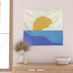 Sunny Island - Gold Blue Wall Tapestry Gallery Image 2