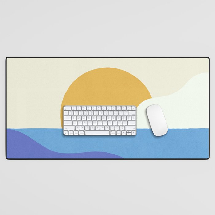 Sunny Island - Gold Blue Desk Mat Gallery Image 1