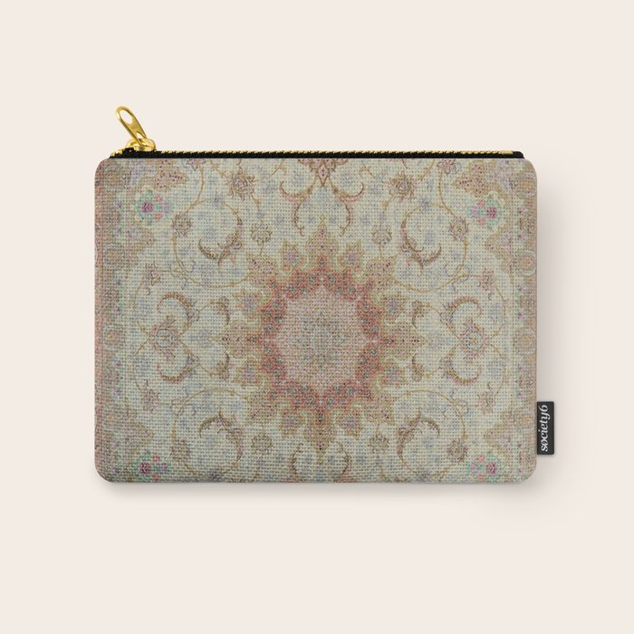 Peach Parsa Antique Persian Carpet Carry All Pouch Gallery Image 1