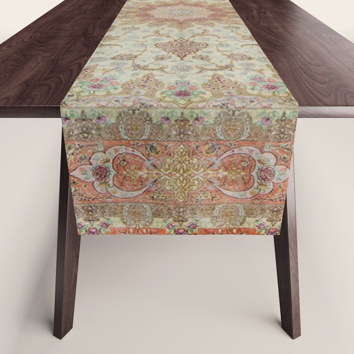 Peach Parsa Antique Persian Carpet Table Runner Gallery Image 1
