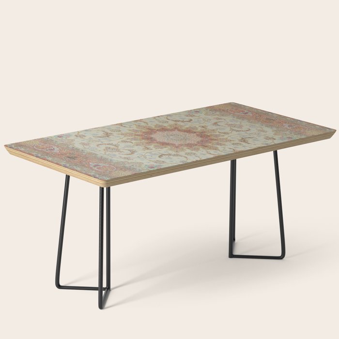 Peach Parsa Antique Persian Carpet Coffee Table Gallery Image 1
