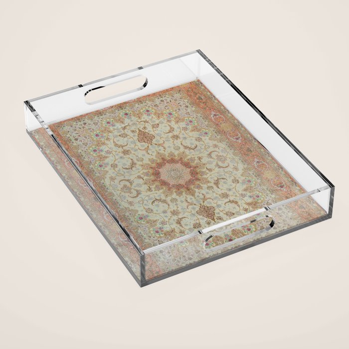 Peach Parsa Antique Persian Carpet Acrylic Tray Gallery Image 1