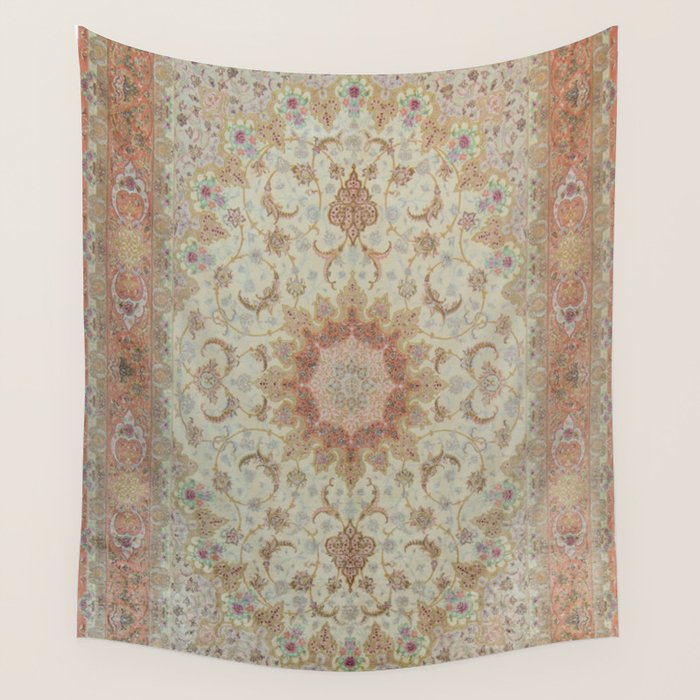 Peach Parsa Antique Persian Carpet Wall Tapestry Gallery Image 4