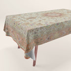 Peach Parsa Antique Persian Carpet Tablecloth Gallery Image 1
