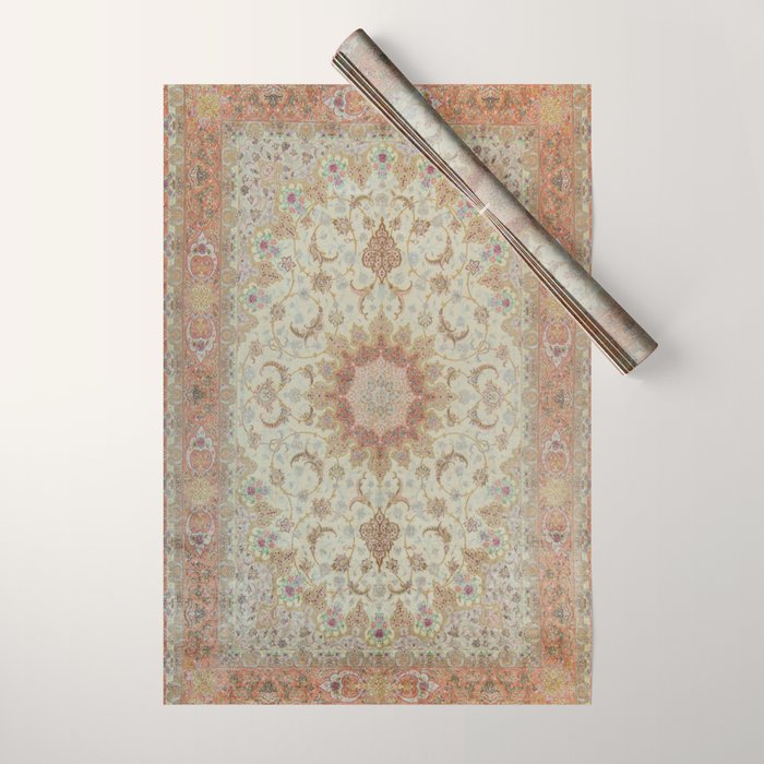 Peach Parsa Antique Persian Carpet Wrapping Paper Gallery Image 1