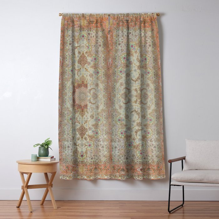Peach Parsa Antique Persian Carpet Window Curtain Gallery Image 1