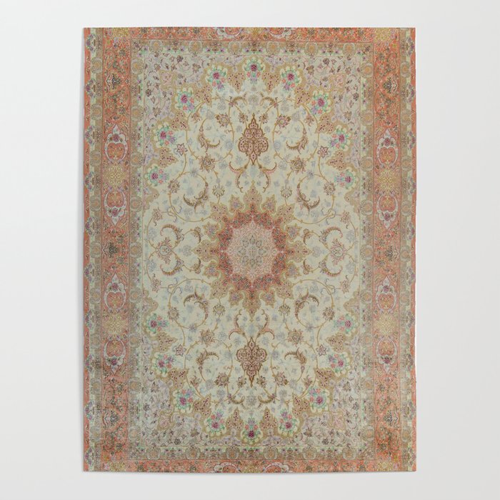 Peach Parsa Antique Persian Carpet Poster Gallery Image 1