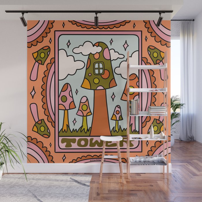 16. Tower Tarot Mushroom Wall Mural Gallery Image 1