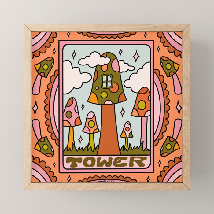 16. Tower Tarot Mushroom Mini Art Print Gallery Image 1