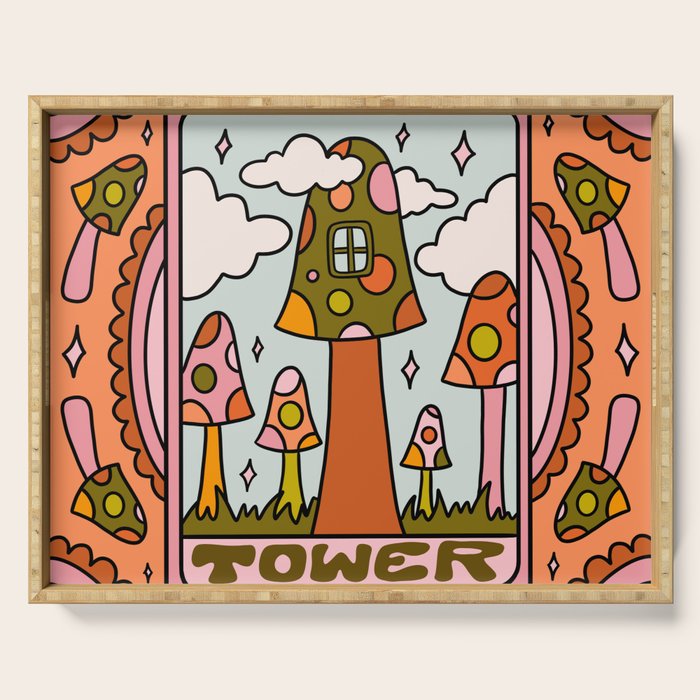 16. Tower Tarot Mushroom Serving Tray Gallery Image 1
