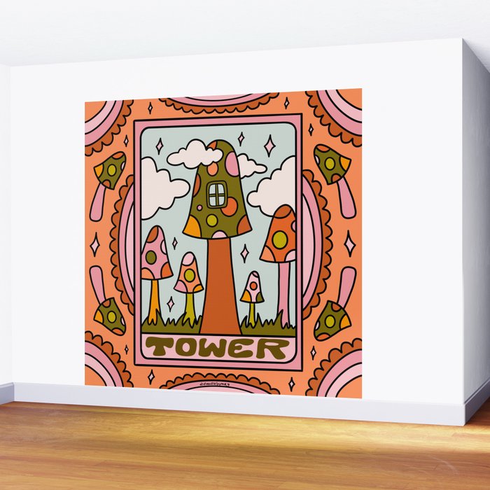 16. Tower Tarot Mushroom Wall Mural Gallery Image 2