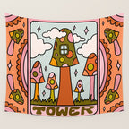 16. Tower Tarot Mushroom Wall Tapestry Gallery Image 4