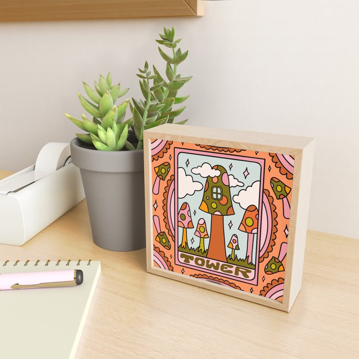 16. Tower Tarot Mushroom Mini Art Print Gallery Image 2