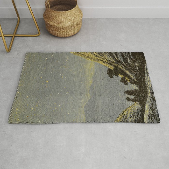 Astronomy for amateurs - 1904 Star Night Sky Landscape Rug Gallery Image 1