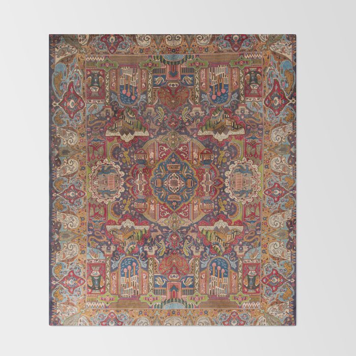Regal Antique Persian Kashmar Throw Blanket Gallery Image 2