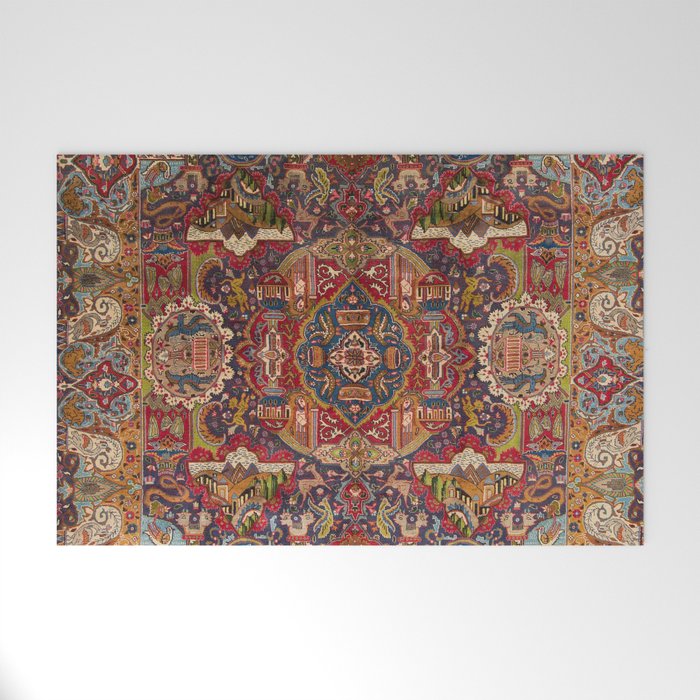Regal Antique Persian Kashmar Welcome Mat Gallery Image 1