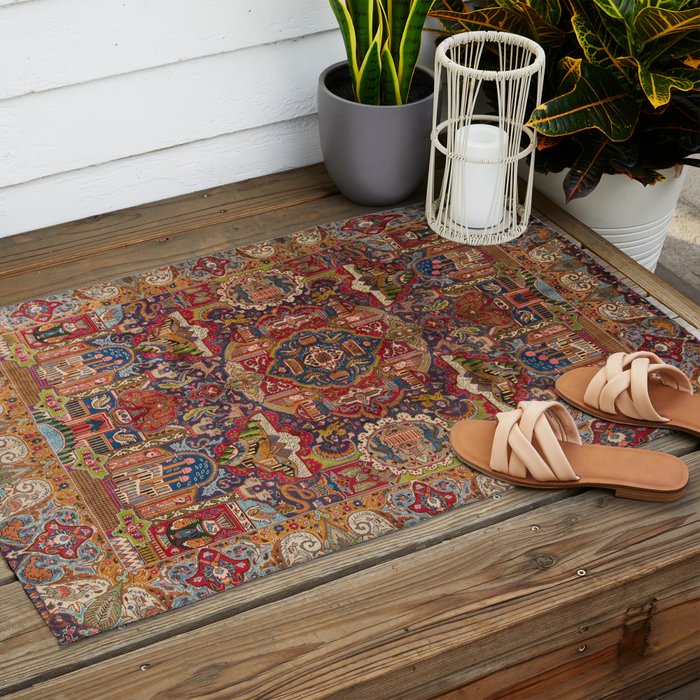 Regal Antique Persian Kashmar Outdoor Rug Gallery Image 2