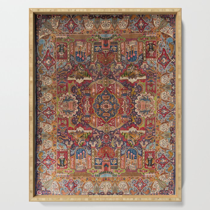 Regal Antique Persian Kashmar Serving Tray Gallery Image 1