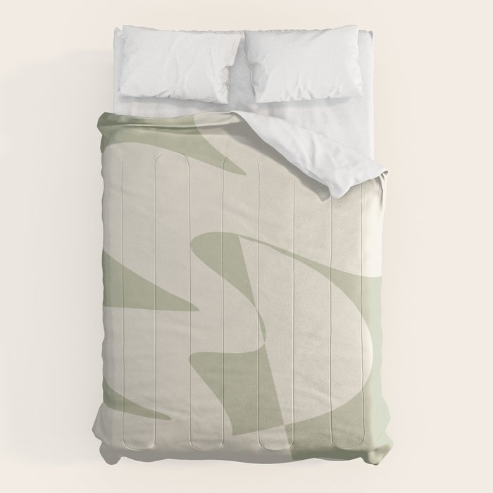 Minimalist Modern Abstract Expressionism in Sage Comforter Gallery Image 6