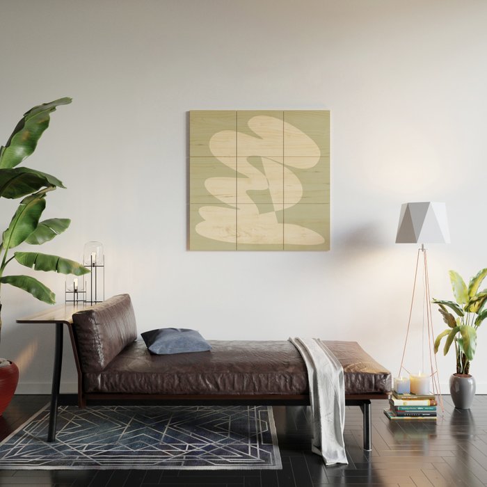 Minimalist Modern Abstract Expressionism in Sage Wood Wall Art Gallery Image 2
