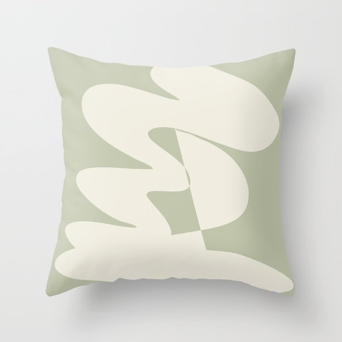 Minimalist Modern Abstract Expressionism in Sage Throw Pillow Gallery Image 6