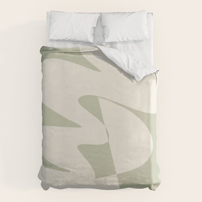 Minimalist Modern Abstract Expressionism in Sage Duvet Cover Gallery Image 6