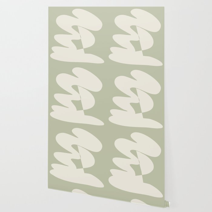 Minimalist Modern Abstract Expressionism in Sage Wallpaper Gallery Image 2