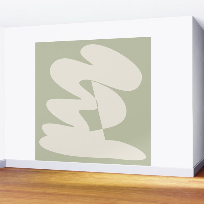 Minimalist Modern Abstract Expressionism in Sage Wall Mural Gallery Image 2