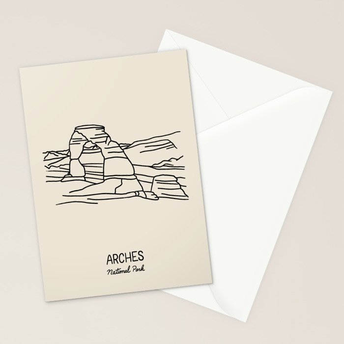 Arches National Park Black on Cream Stationery Card Gallery Image 2