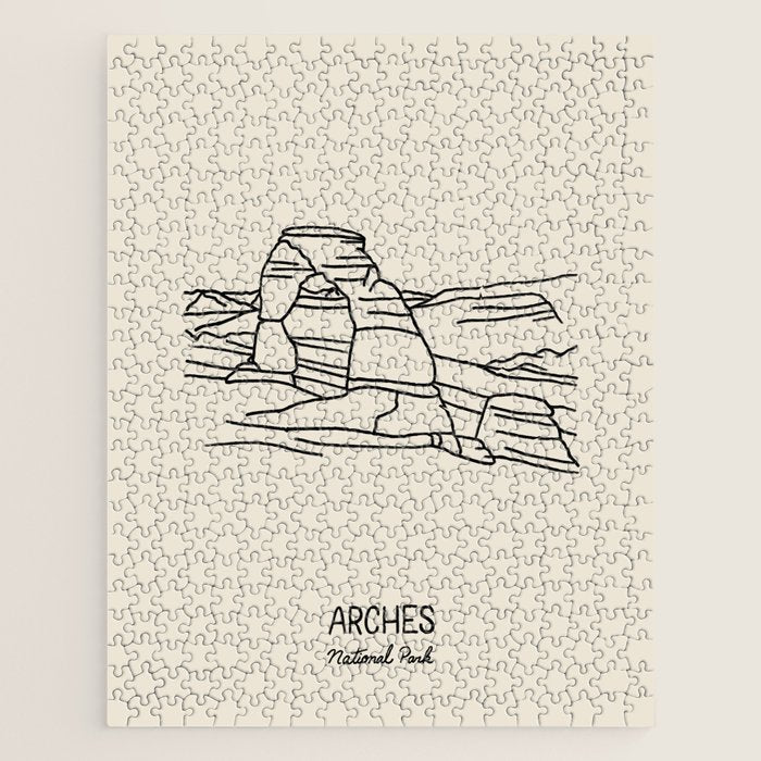 Arches National Park Black on Cream Jigsaw Puzzle Gallery Image 1