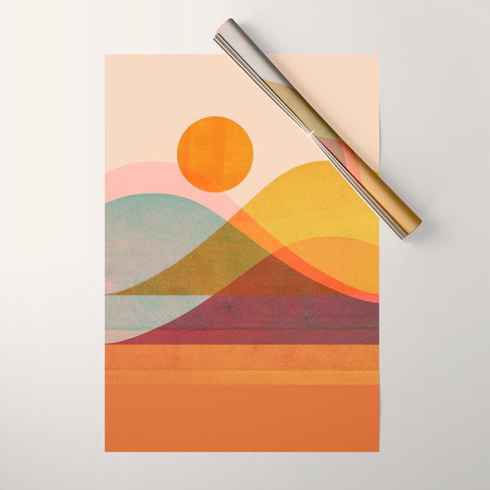 Abstraction_SUNSET_LANDSCAPE_POP_ART_Minimalism_018X Wrapping Paper Gallery Image 1