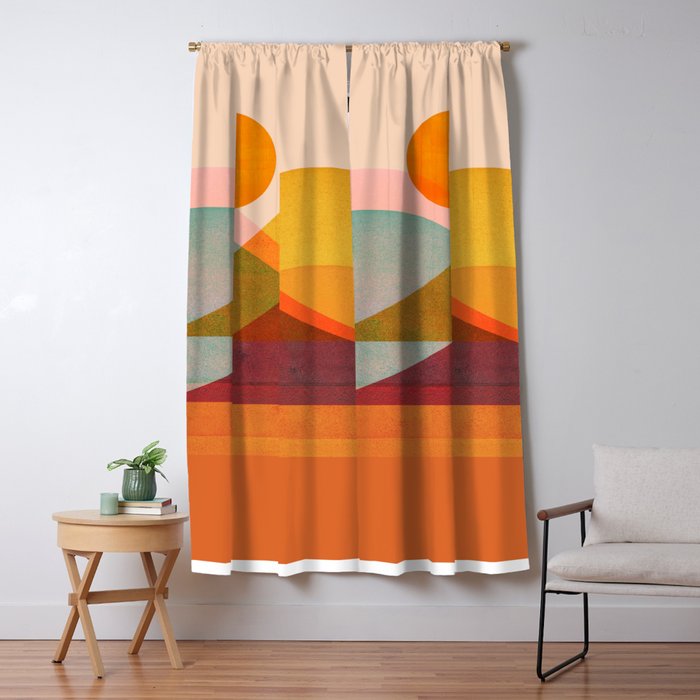 Abstraction_SUNSET_LANDSCAPE_POP_ART_Minimalism_018X Window Curtain Gallery Image 1
