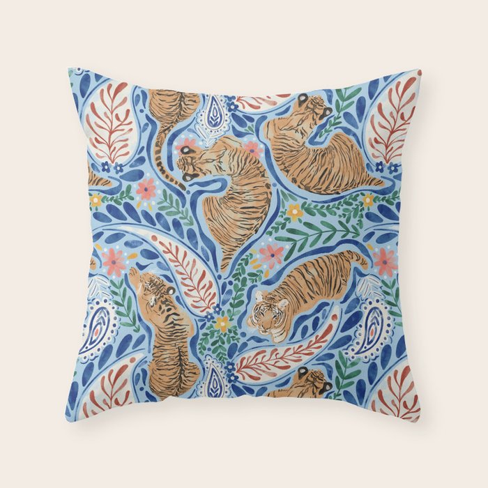 Blue Safari Adventure Throw Pillow Gallery Image 1