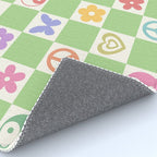 Peace & Love Retro Nostalgia Green Checker Rug Gallery Image 4