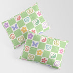 Peace & Love Retro Nostalgia Green Checker Pillow Sham Gallery Image 3