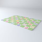 Peace & Love Retro Nostalgia Green Checker Rug Gallery Image 3