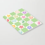 Peace & Love Retro Nostalgia Green Checker Notebook Gallery Image 2