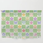 Peace & Love Retro Nostalgia Green Checker Wall Hanging Gallery Image 1