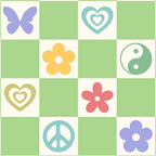 Peace & Love Retro Nostalgia Green Checker Coffee Mug Gallery Image 2