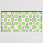 Peace & Love Retro Nostalgia Green Checker Desk Mat Gallery Image 3
