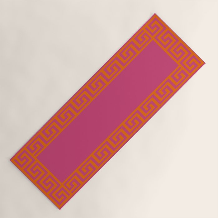 Pink Greek Key Print Yoga Mat Gallery Image 1